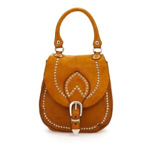 Campomaggi Texana shoulder bag in yellow leather with rivets.